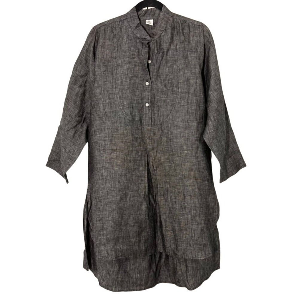 South Street Linen Tunic Dress Size 0 Gray 100% Linen Coastal Minimalist Preppy
